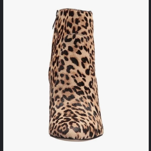 Sam Edelman Olette sand animal print leopard fur ankle boots heels Sz 8 1/2 - Picture 5 of 15